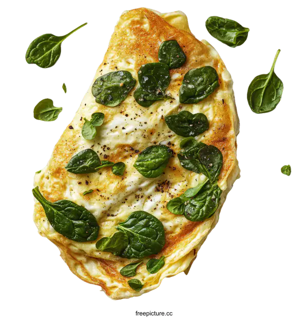 [Transparent Background PNG]Delicious Spinach and Egg Omelette