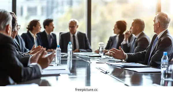 Business Meeting Table With People