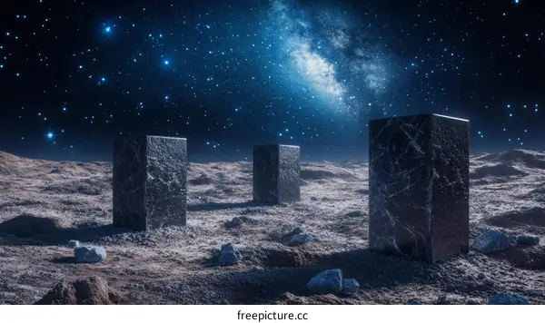 Alien Structures on a Dusty Planet at Night