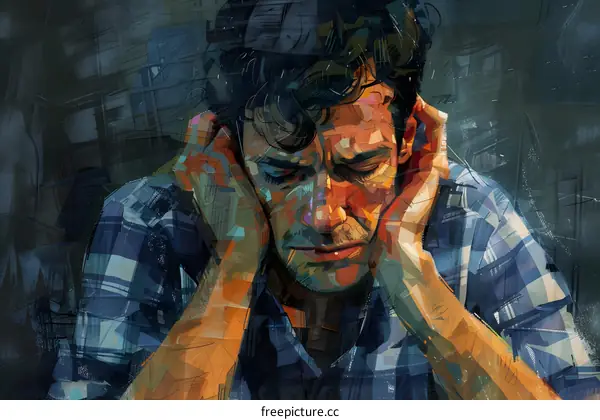 man holding his head in pain