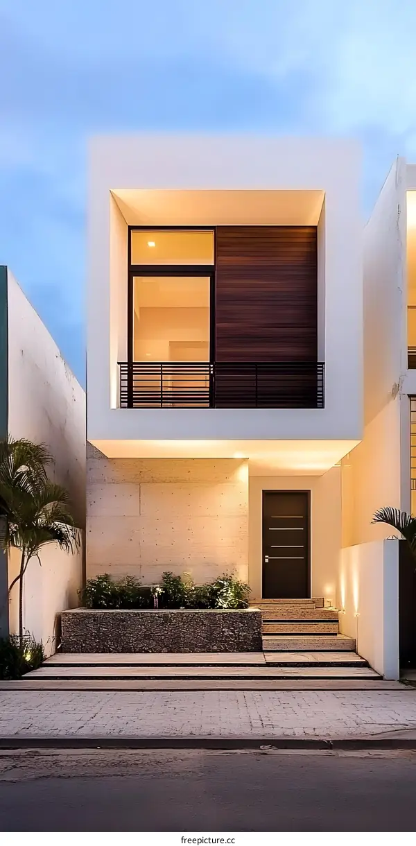 Modern Minimalist Home Design with Concrete Facade and Wood Accents