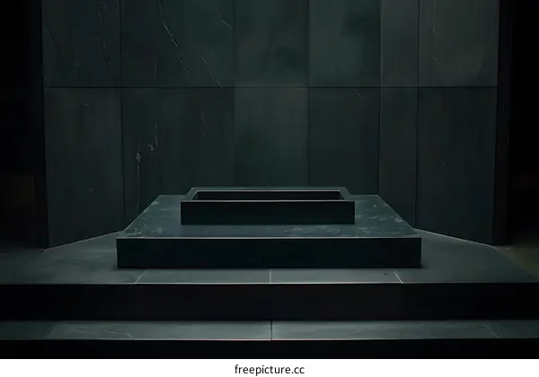 Dark Stone Platform with a Recessed Square