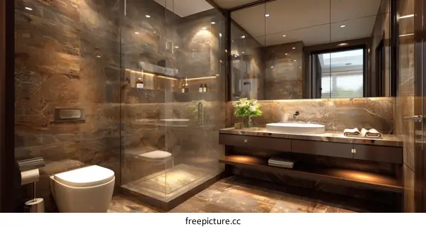Modern Luxury Bathroom Design with Glass Shower