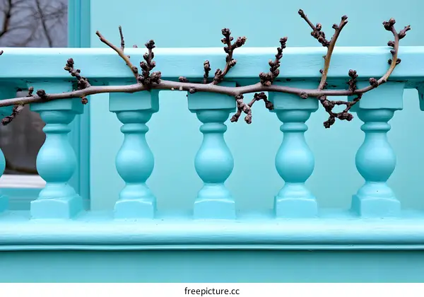 Turquoise Balustrade with Branch