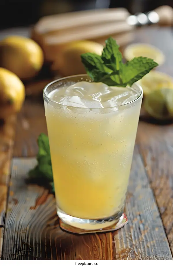 Glass of Lemonade with Mint and Ice