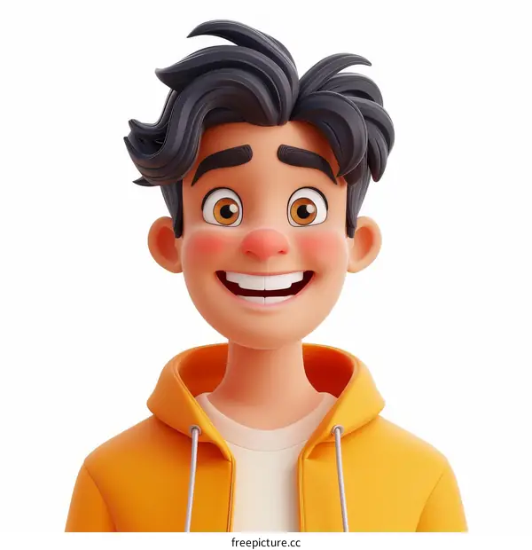3D Cartoon Character Of A Young Man