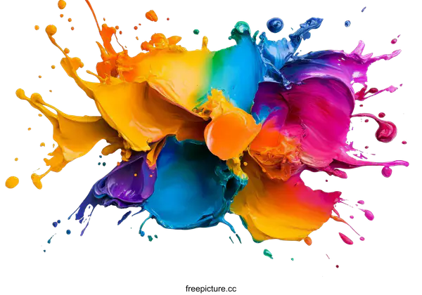 [Transparent Background PNG]Abstract Colorful Paint Splashes
