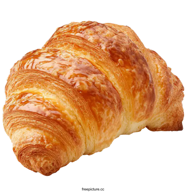 [Transparent Background PNG]Close-up of a golden brown croissant