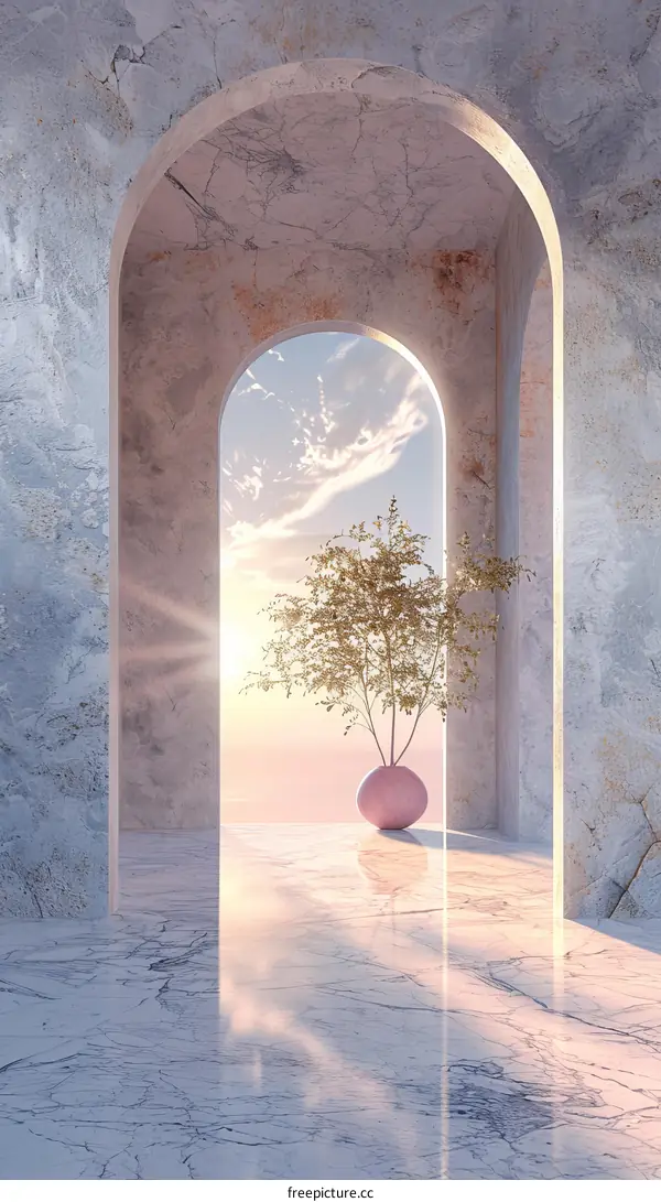 Elegant Marble Archway Architectural Illustration