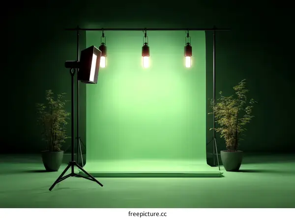 Green Screen Studio Setup with Lighting