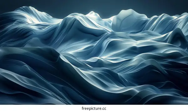 Abstract Blue and White Rendered Mountainous Landscape