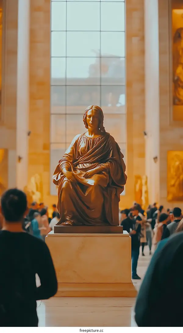 Bronze Statue Of A Woman In A Museum Setting