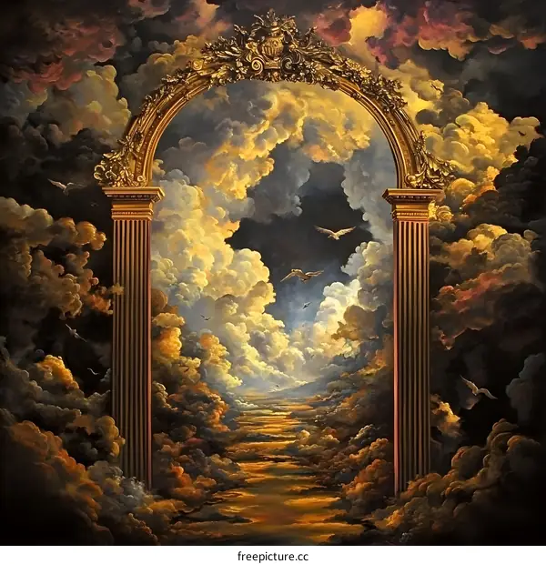 Golden Gate to the Clouds Painting
