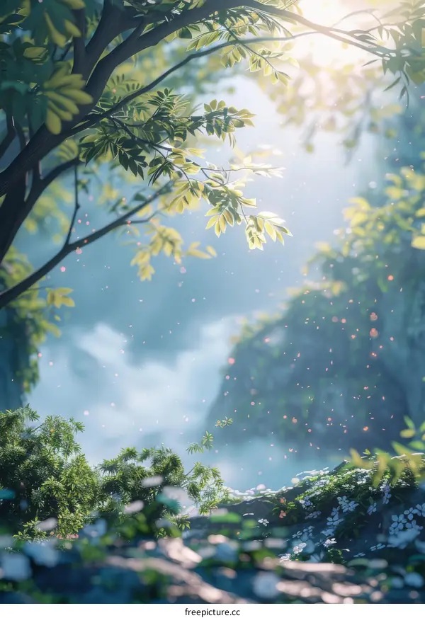 Fantasy Landscape with Majestic Tree and Valley View