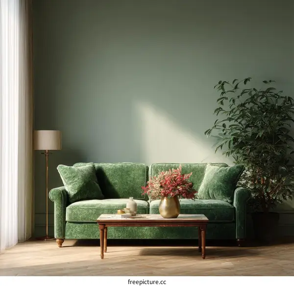 Emerald Green Living Room Interior Design
