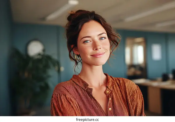 Smiling Caucasian Woman in Office