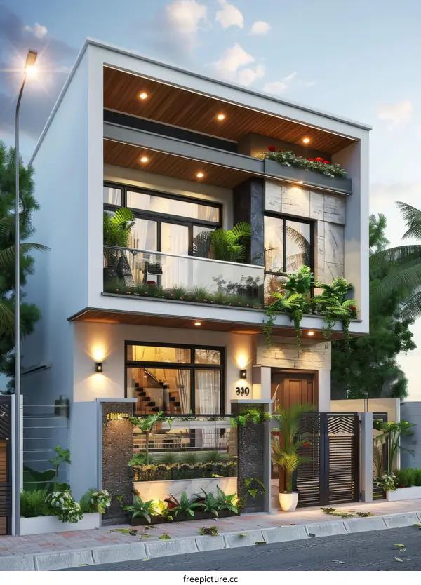 Modern House Exterior Design Illustration