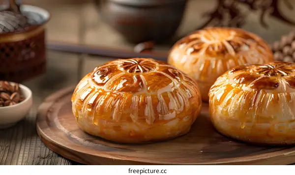 Golden Brown Pastry with Honey Drizzle
