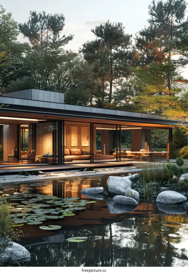 Modern Japanese House with Indoor Nature