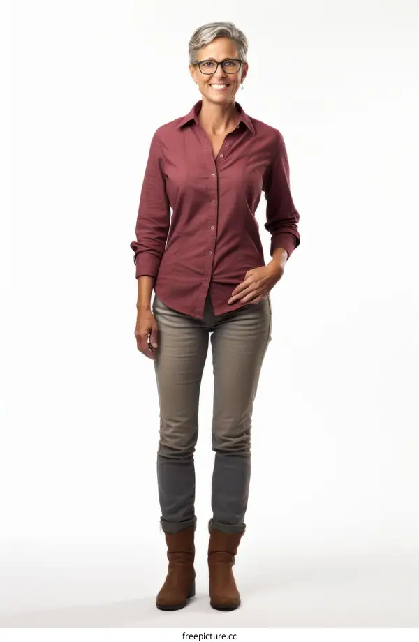 Portrait of a smiling middle-aged woman in casual clothes