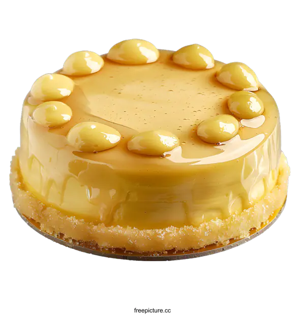 [Transparent Background PNG]Close-up of a delicious cake with yellow frosting