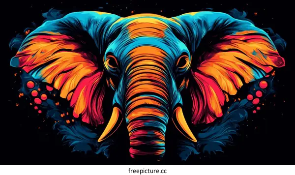 Colorful Elephant Head Illustration