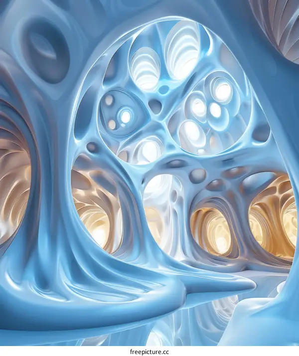 Abstract Alien Structure in Blue and White