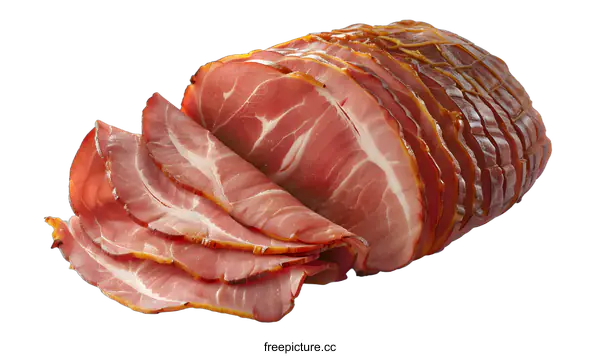 [Transparent Background PNG]Sliced Smoked Ham Meat on White Background