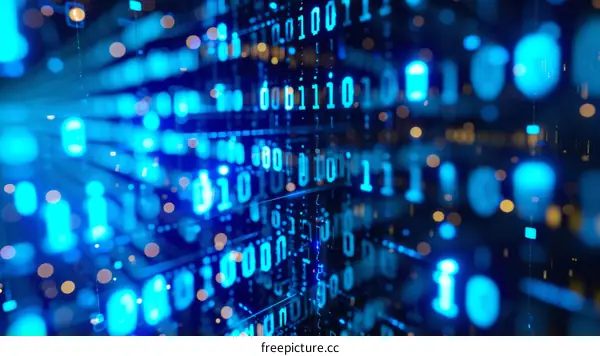 Blue binary code background