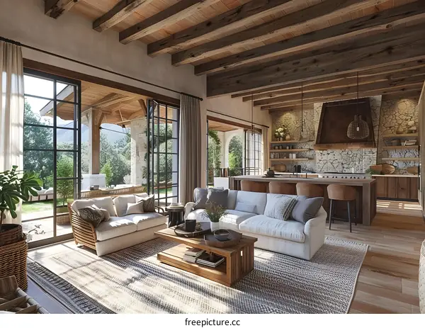Modern Rustic Living Room with Open Floor Plan