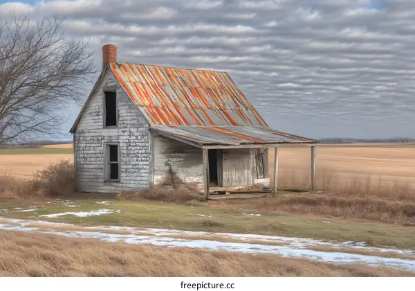 Old Abandoned Farmhouse in a Field