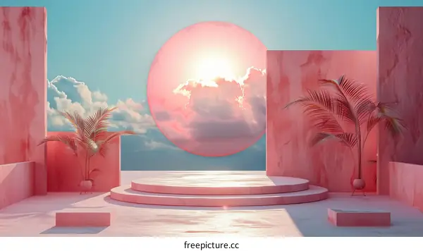 Pink Dreamy Minimalist Scene