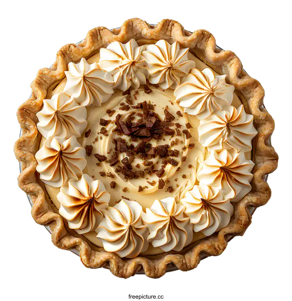 [Transparent Background PNG]A photo of a chess pie with a graham cracker crust and a fluffy meringue topping.