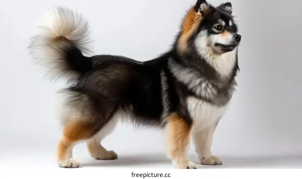 A Finnish Spitz standing gracefully