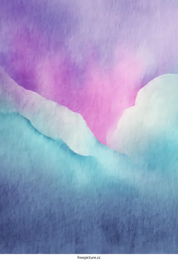 Abstract Watercolor Mountain Landscape