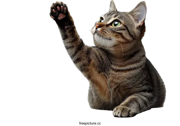 [Transparent Background PNG]Playful Cat Reaching for Grass