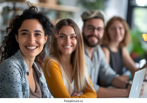 Portrait of a group of young professionals smiling at the camera