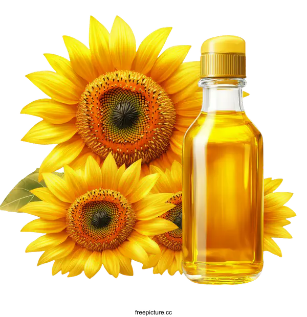 [Transparent Background PNG]Sunflower Oil Bottle Illustration