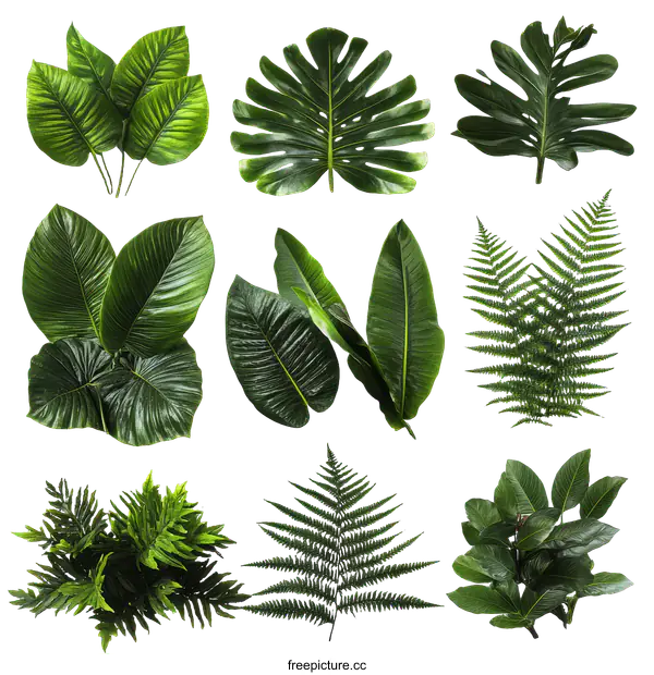 [Transparent Background PNG]Collection of Tropical Leaves and Plants