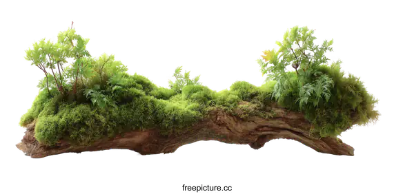 [Transparent Background PNG]Driftwood Decorated with Moss and Small Plants