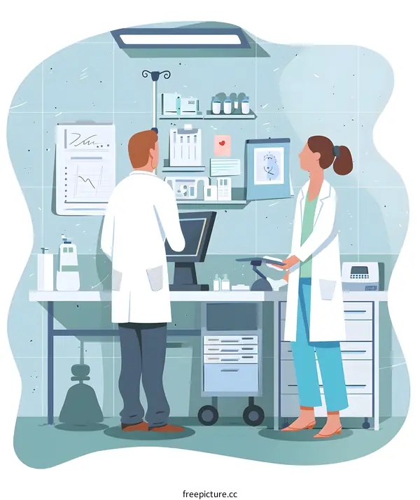 Two Doctors Discussing in Medical Office