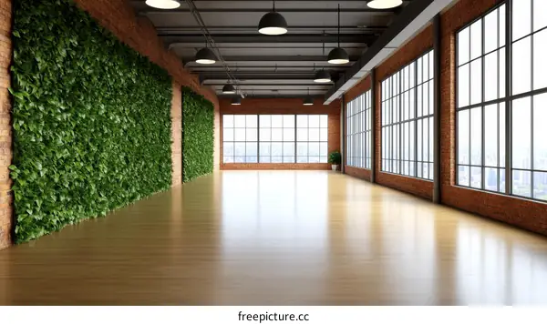 Modern Industrial Loft Space with Lush Vertical Garden