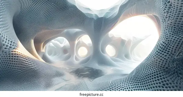 Surreal Organic Architecture Interior with Smooth Fluid-Like Surfaces