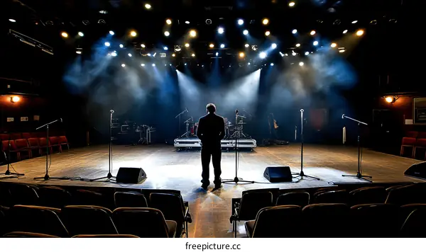 Empty Stage with a Spotlight on a Single Person