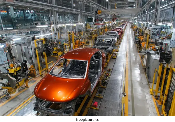 Automated Automotive Assembly Line with Workers