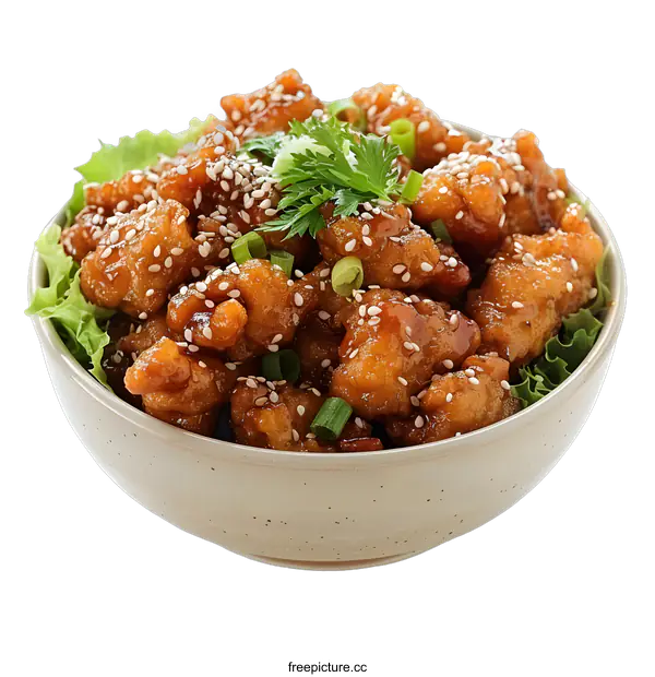 [Transparent Background PNG]Bowl of Sesame Chicken