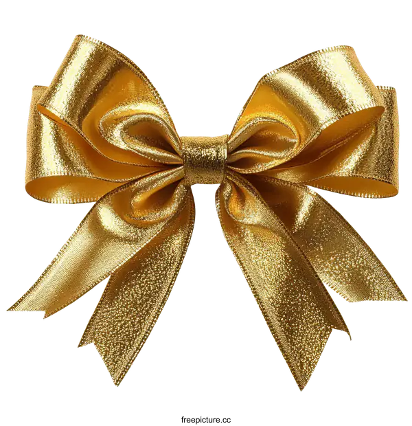 [Transparent Background PNG]Golden Ribbon Bow for Gift Wrapping
