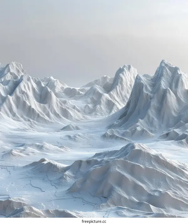 Snowy Mountain Landscape - 3D Rendering
