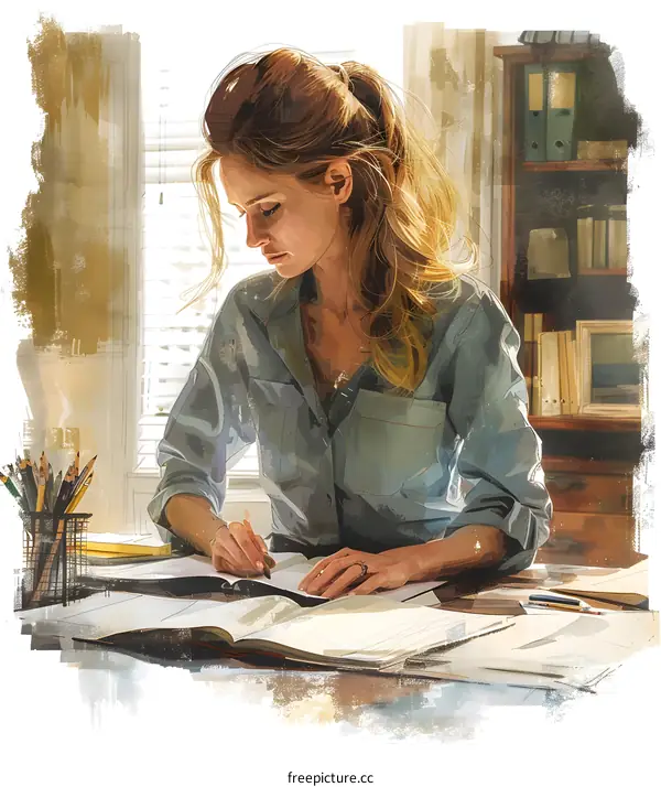 businesswoman working at her desk