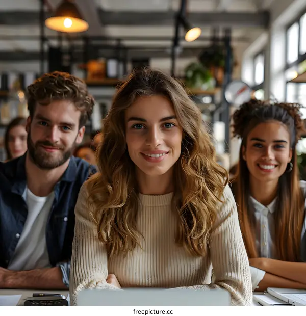 Portrait of a group of young professionals smiling at the camera